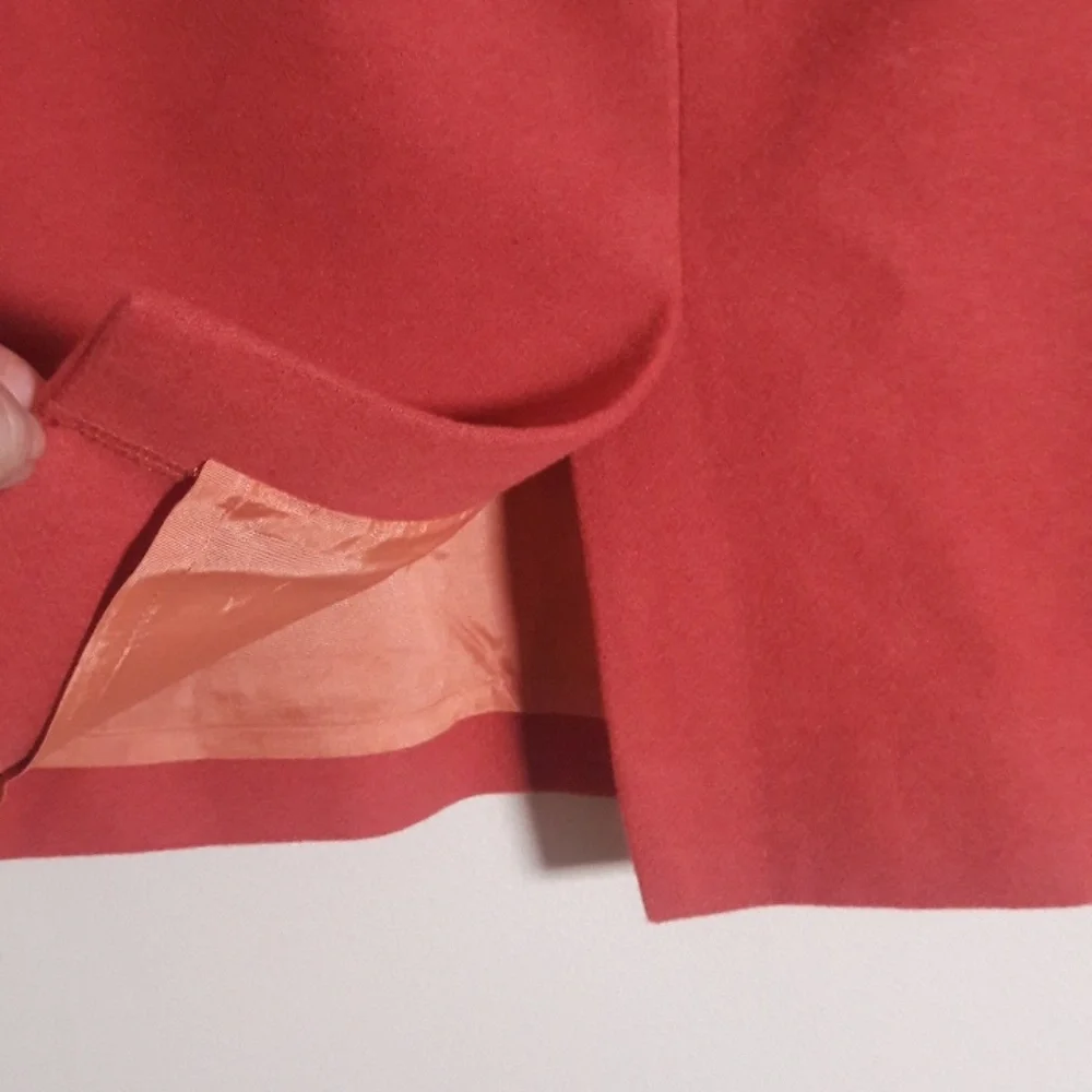 J. Crew Factory wool viscose blend lined  midi coral color skirt size 4 - Picture 3 of 10